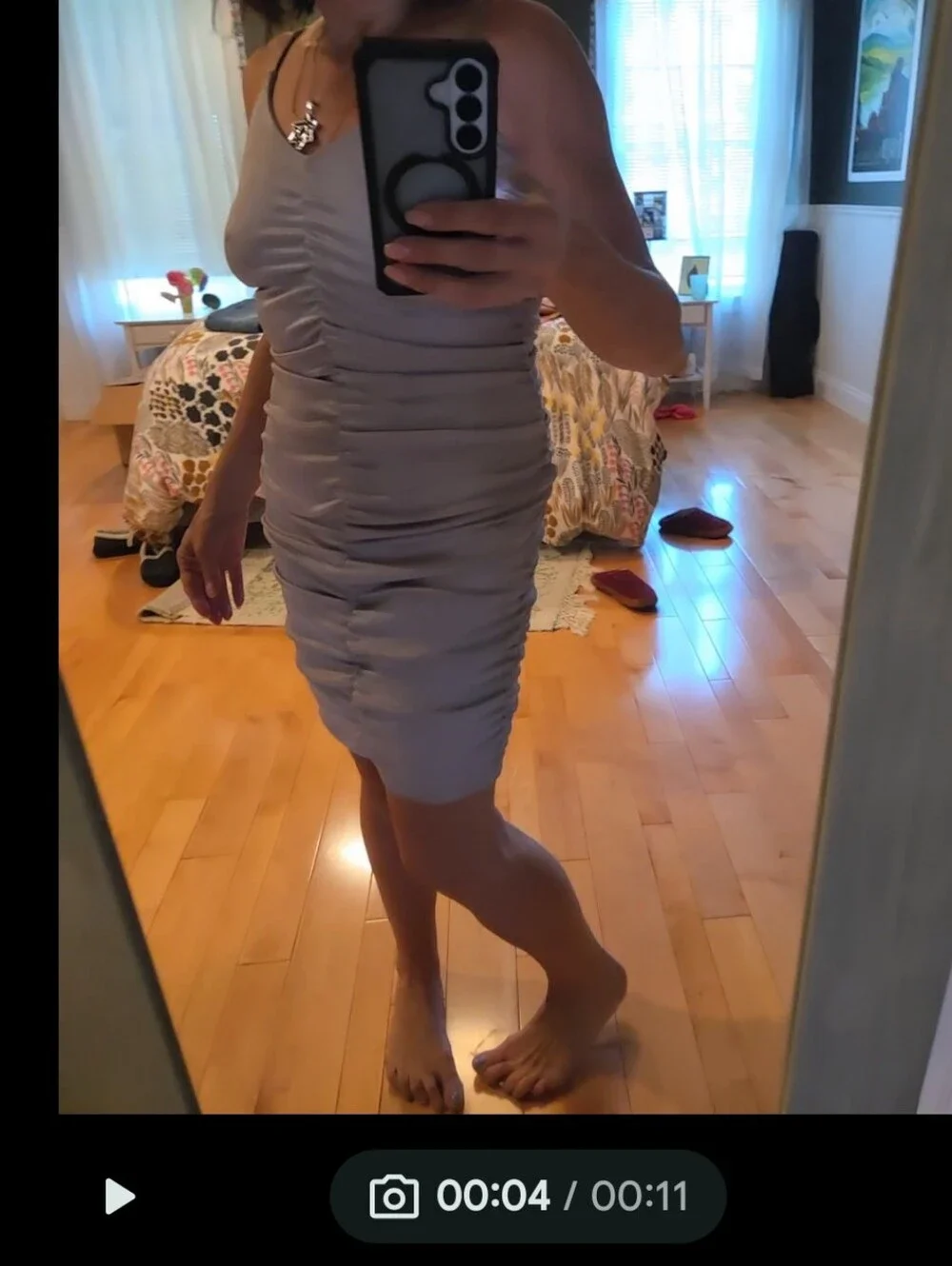 Popular 21 Shimmery Taupe Sleeveless V-Neck Dress NWOT